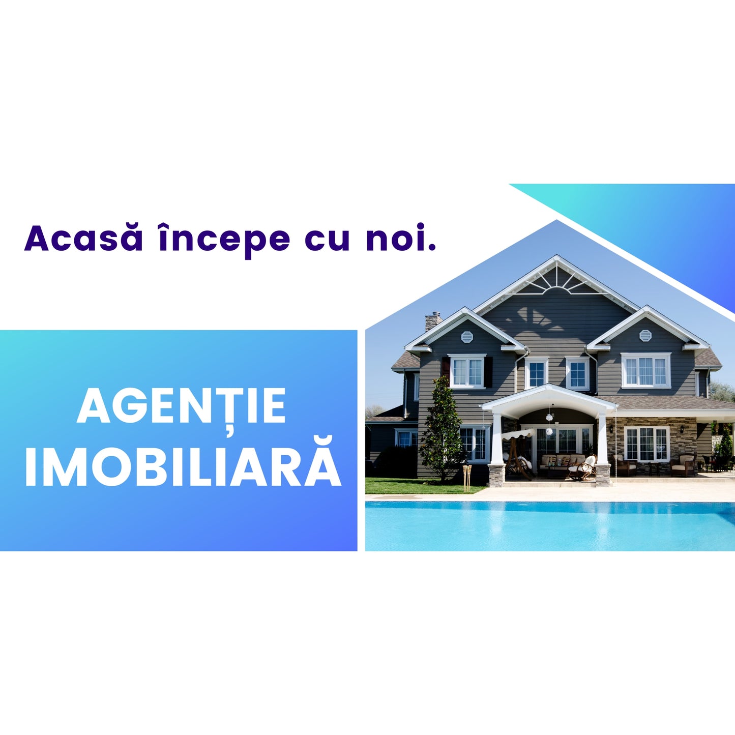Banner Publicitar "Agentie imobiliara - Acasa incepe cu noi" — 150×75cm