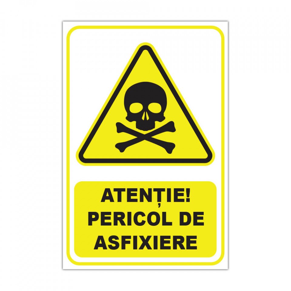Panou Indicator PVC 4mm "Atenție! Pericol de asfixiere" — 20×30cm