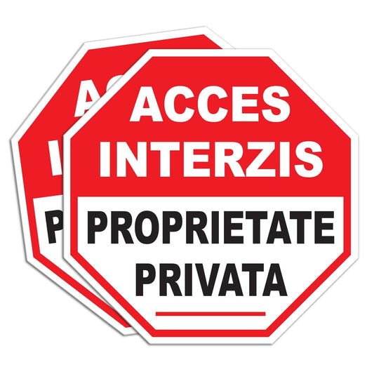 Set 2 indicatoare avertizare Acces Interzis Proprietate Privata — 30×30 cm
