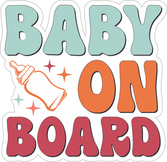 Set 2 Etichete "Baby on board - biberon" — 10×10cm
