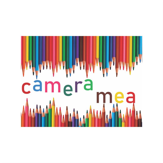 Panou Indicator PVC 4mm "Camera mea, design creioane colorate" — 30×20cm