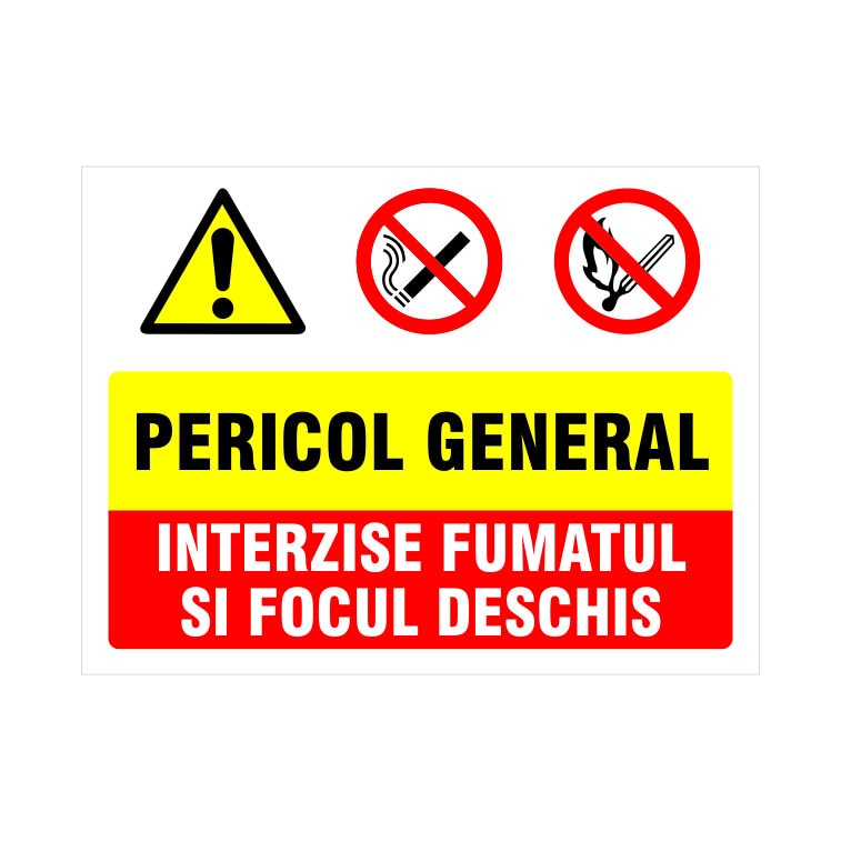 Panou Indicator PVC 4mm "interzis fumatul si focul deschis"
