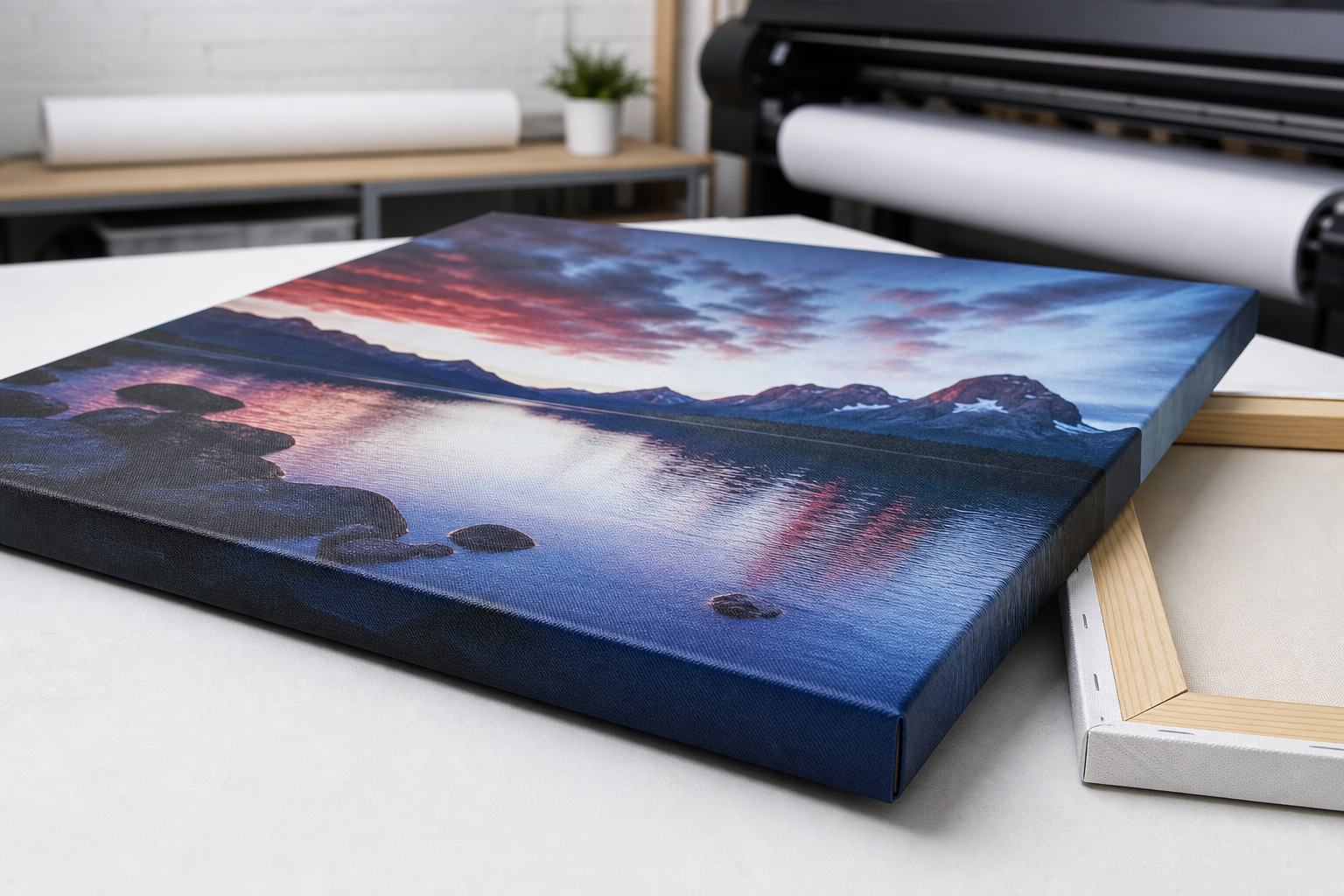 Detaliu print canvas pe sasiu din lemn
