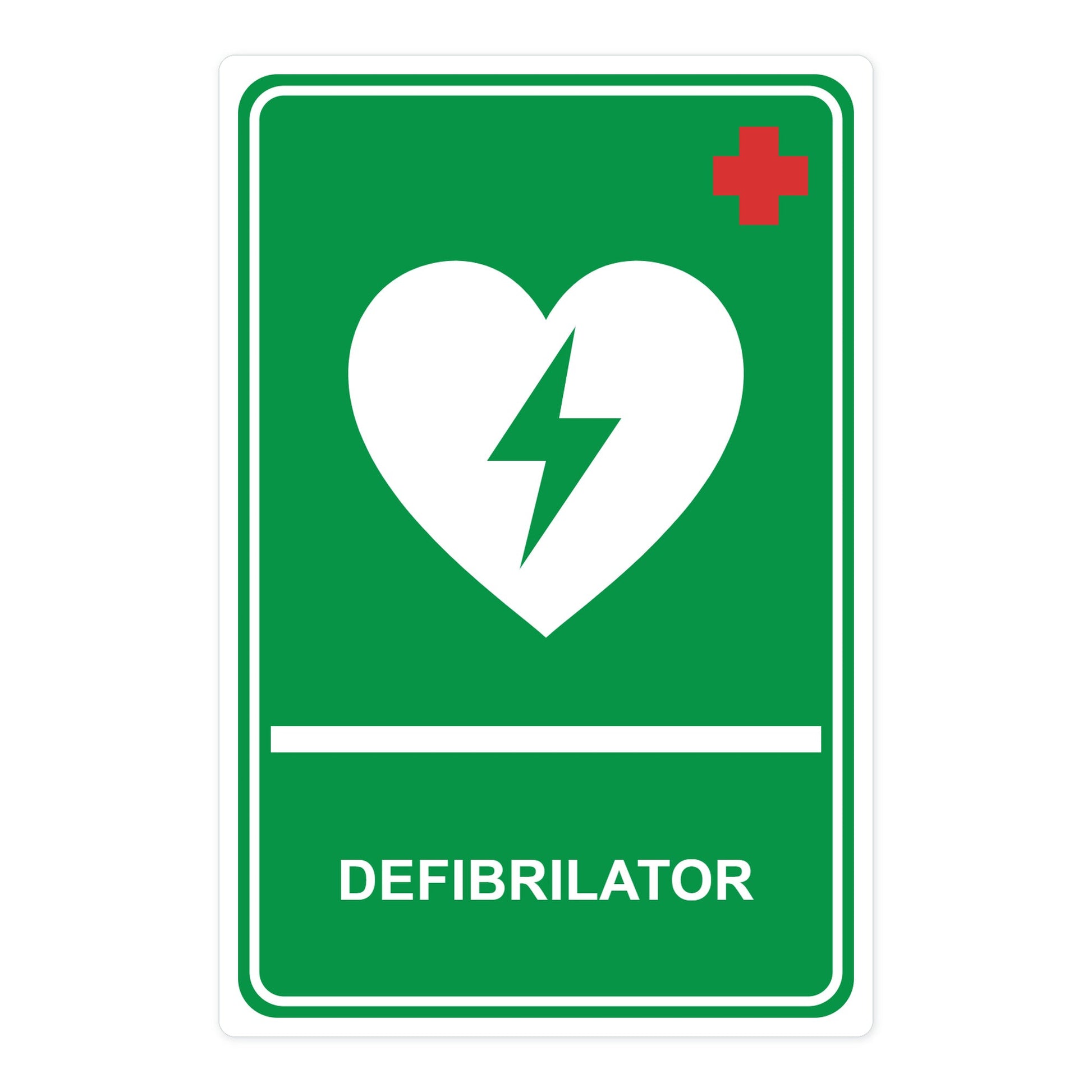 Sticker indicator Defibrilator AED, PVC autoadeziv, 20 x 30 cm – imaginea 1
