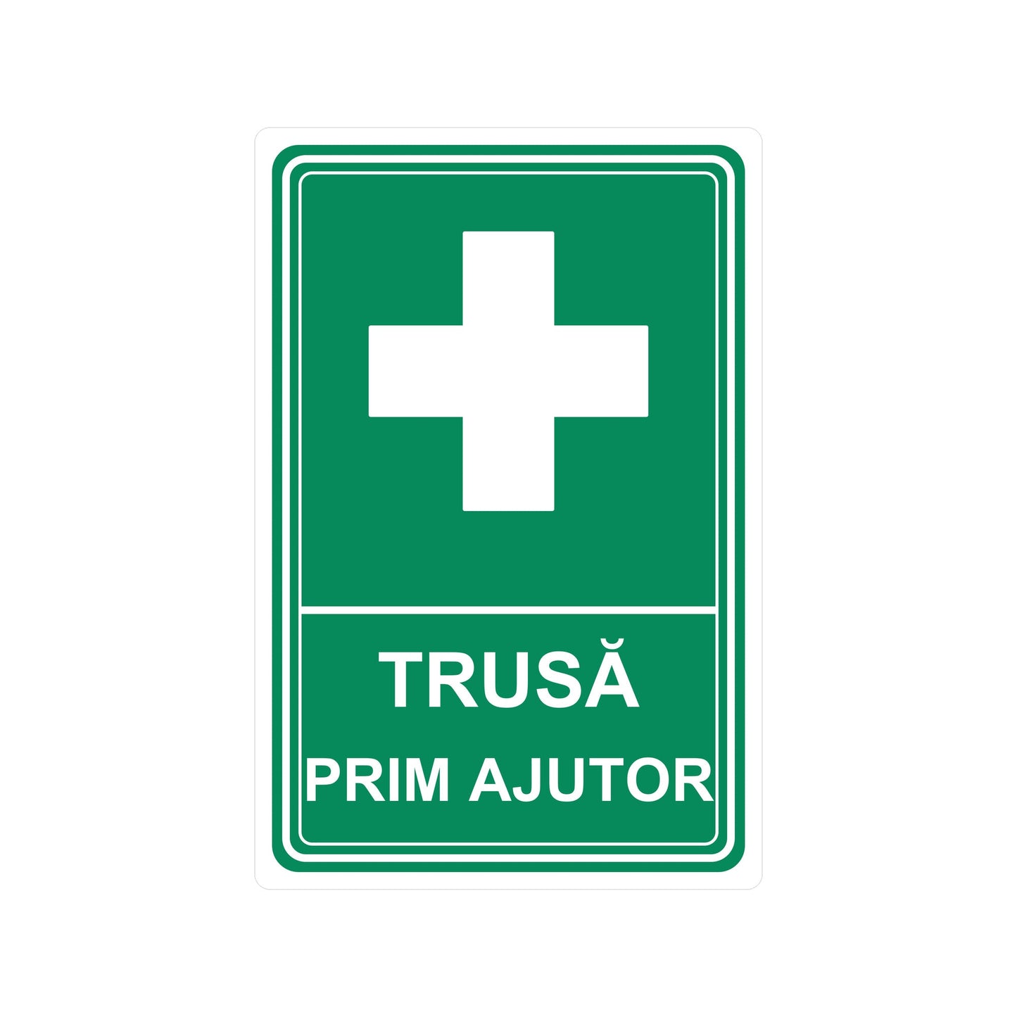 Sticker / Etichetă autocolantă „Trusă de prim ajutor”, PVC impermeabil rezistent UV, 20 x 30 cm, Alb - imagine 1