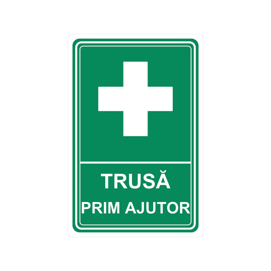 Sticker / Etichetă autocolantă „Trusă de prim ajutor”, PVC impermeabil rezistent UV, 20 x 30 cm, Alb - imagine 1