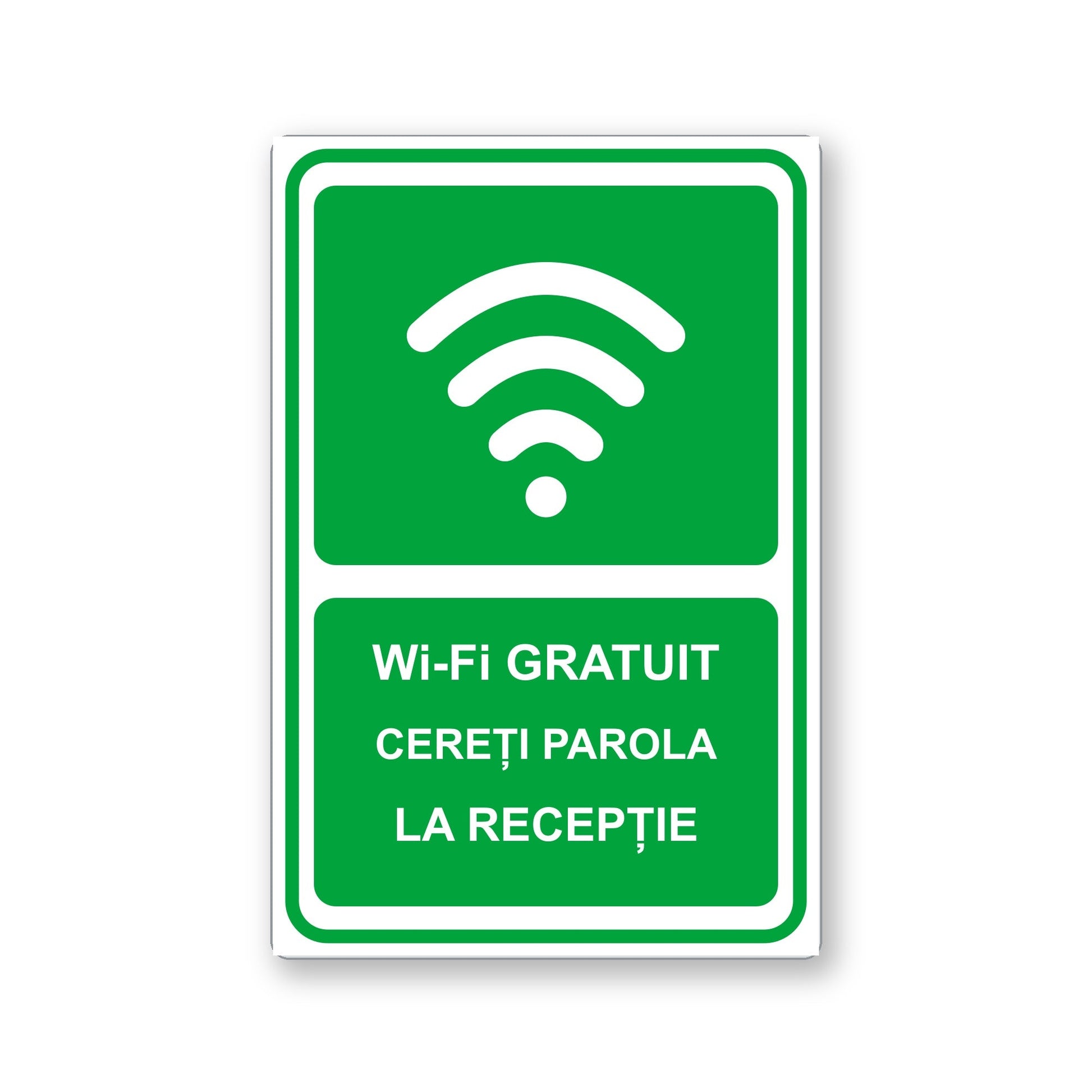 Indicator Wi-Fi gratuit, Cereți parola la recepție, placă PVC rigid 4 mm, 20 x 30 cm, Alb - imagine 1