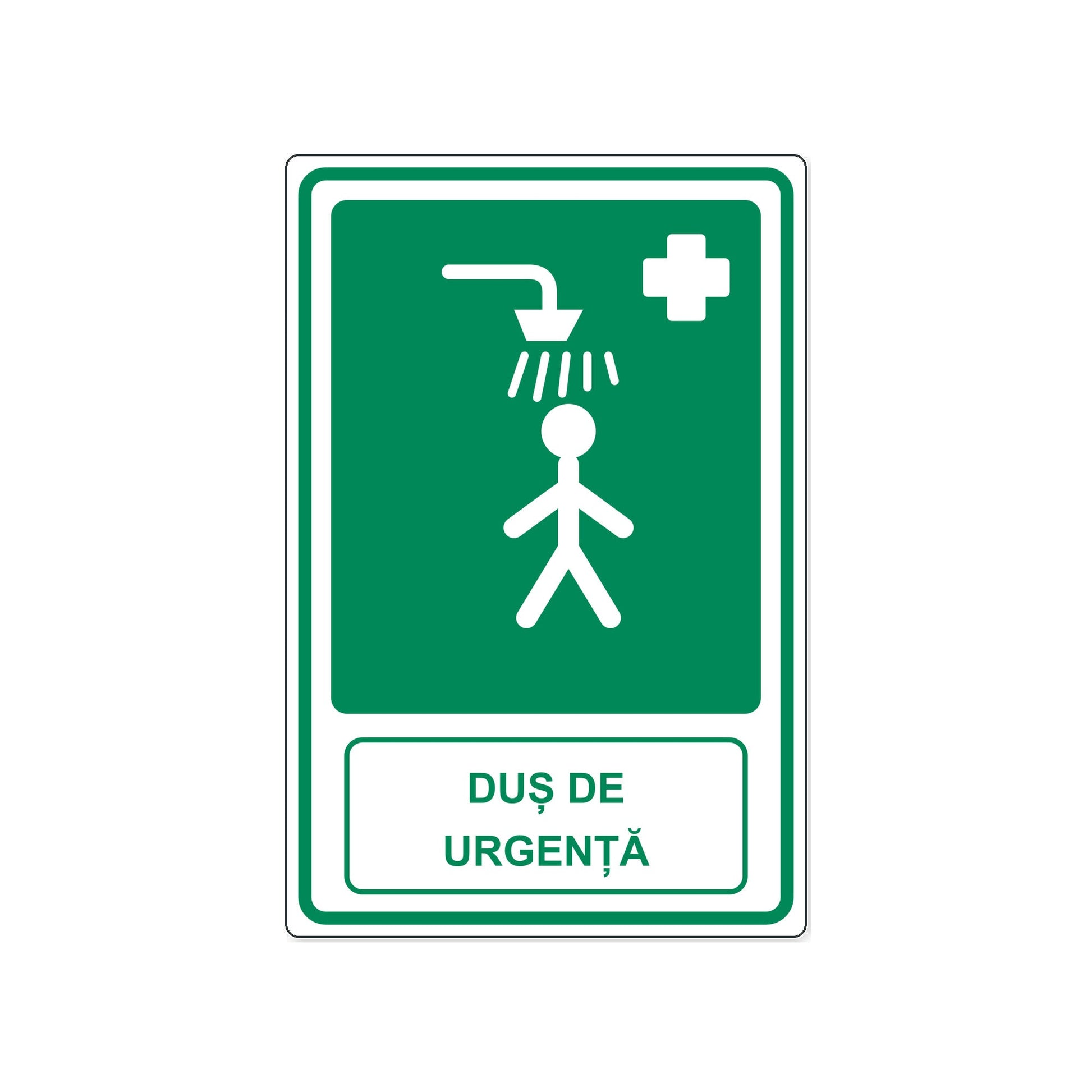 Indicator „Duș de urgență”, placa PVC rigid 4 mm, 20 x 30 cm, Alb – imaginea 1
