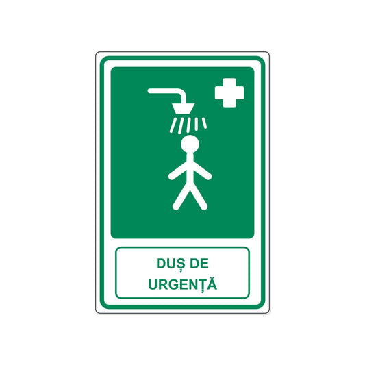Indicator „Duș de urgență”, placa PVC rigid 4 mm, 20 x 30 cm, Alb – imaginea 1