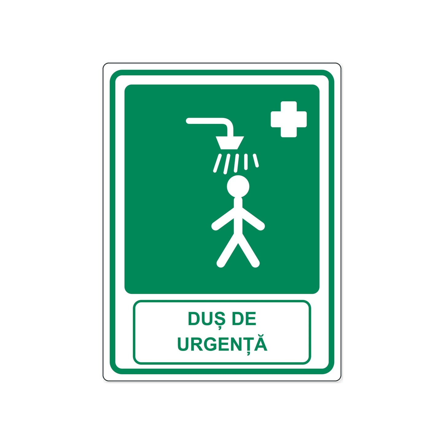 Indicator „Duș de urgență”, placa PVC rigid 4 mm, 30 x 40 cm, Alb – imaginea 1