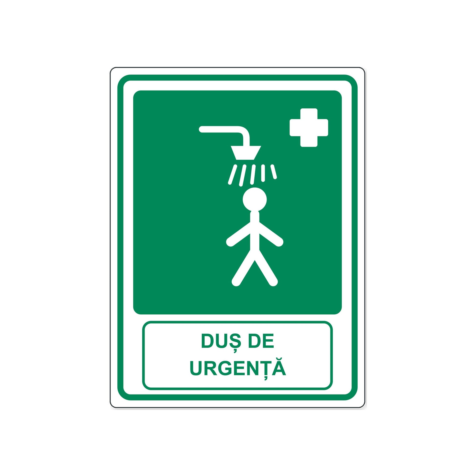 Indicator „Duș de urgență”, placa PVC rigid 4 mm, 30 x 40 cm, Alb – imaginea 1