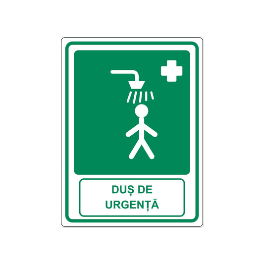 Indicator „Duș de urgență”, placa PVC rigid 4 mm, 30 x 40 cm, Alb – imaginea 1