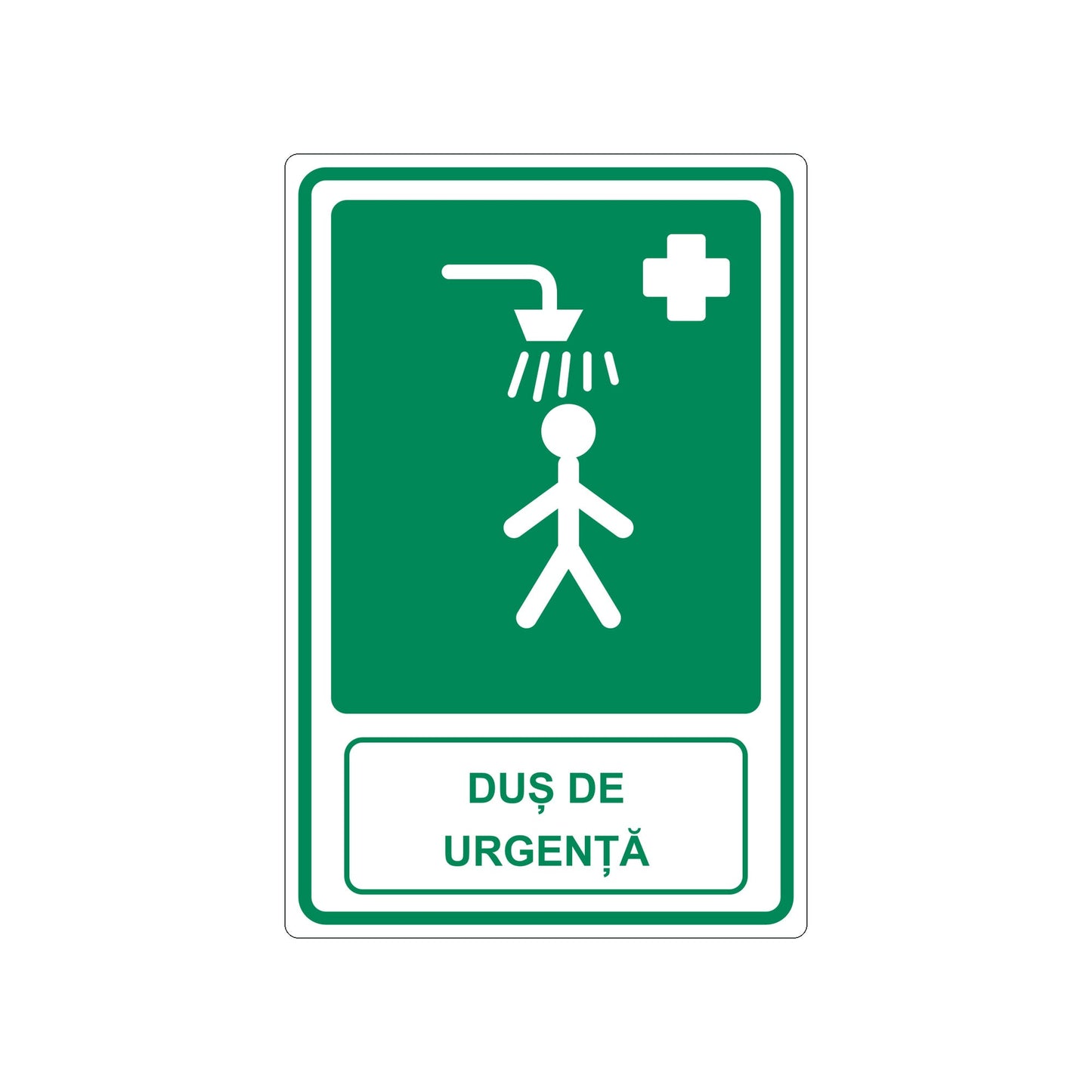 Set de 2 autocolante „Duș de urgență”, PVC autoadeziv, 20 x 30 cm, Alb – imaginea 1