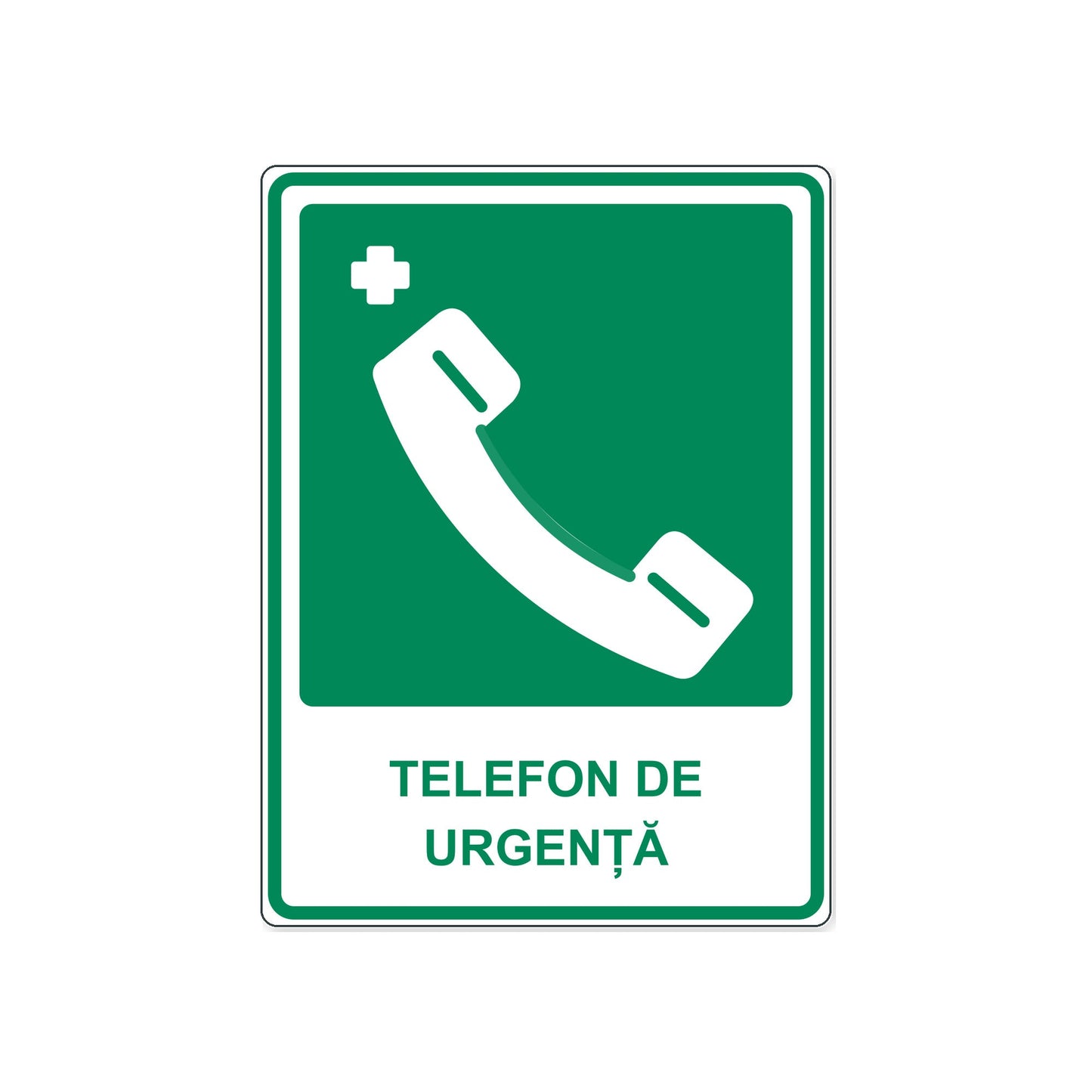 Indicator „Telefon de urgență”, placa PVC rigid 4 mm, 30 x 40 cm, Alb – imaginea 1