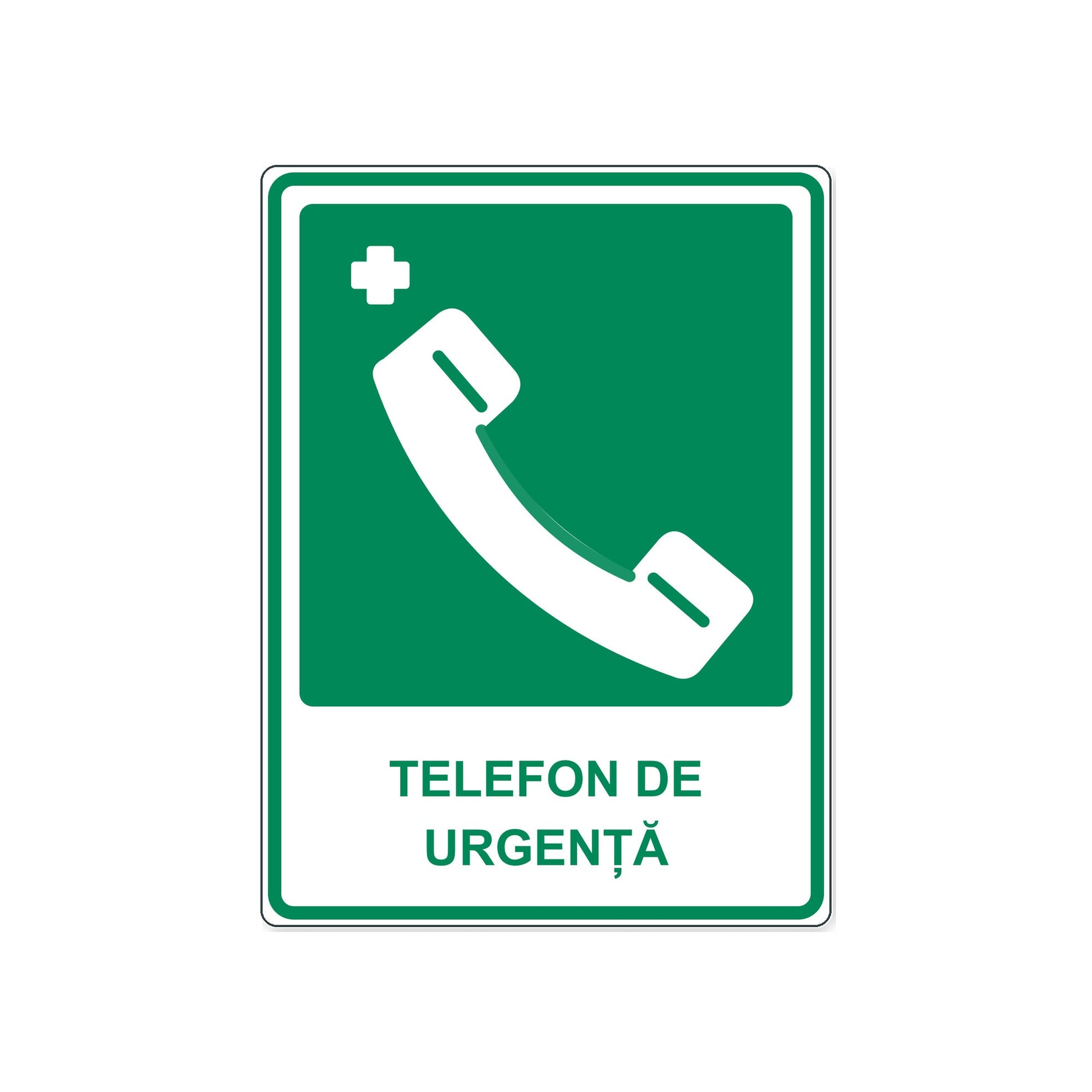 Indicator „Telefon de urgență”, placa PVC rigid 4 mm, 30 x 40 cm, Alb – imaginea 1