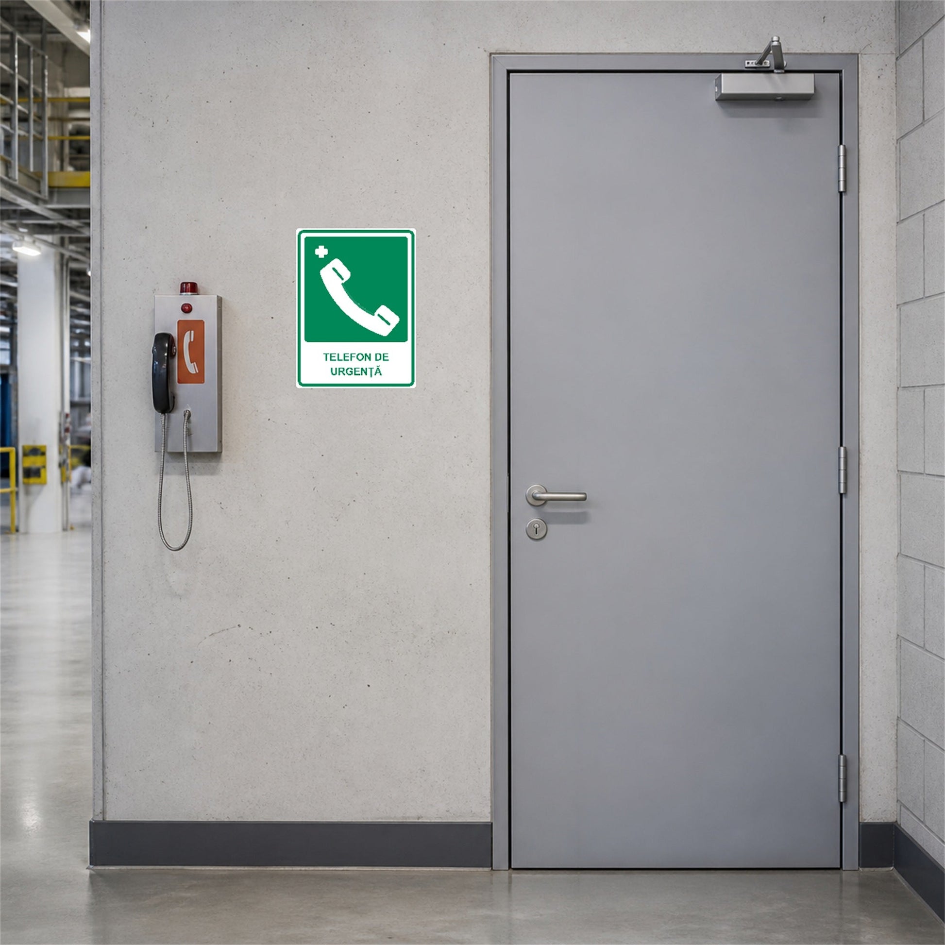Indicator „Telefon de urgență”, placa PVC rigid 4 mm, 30 x 40 cm, Alb – imaginea 2