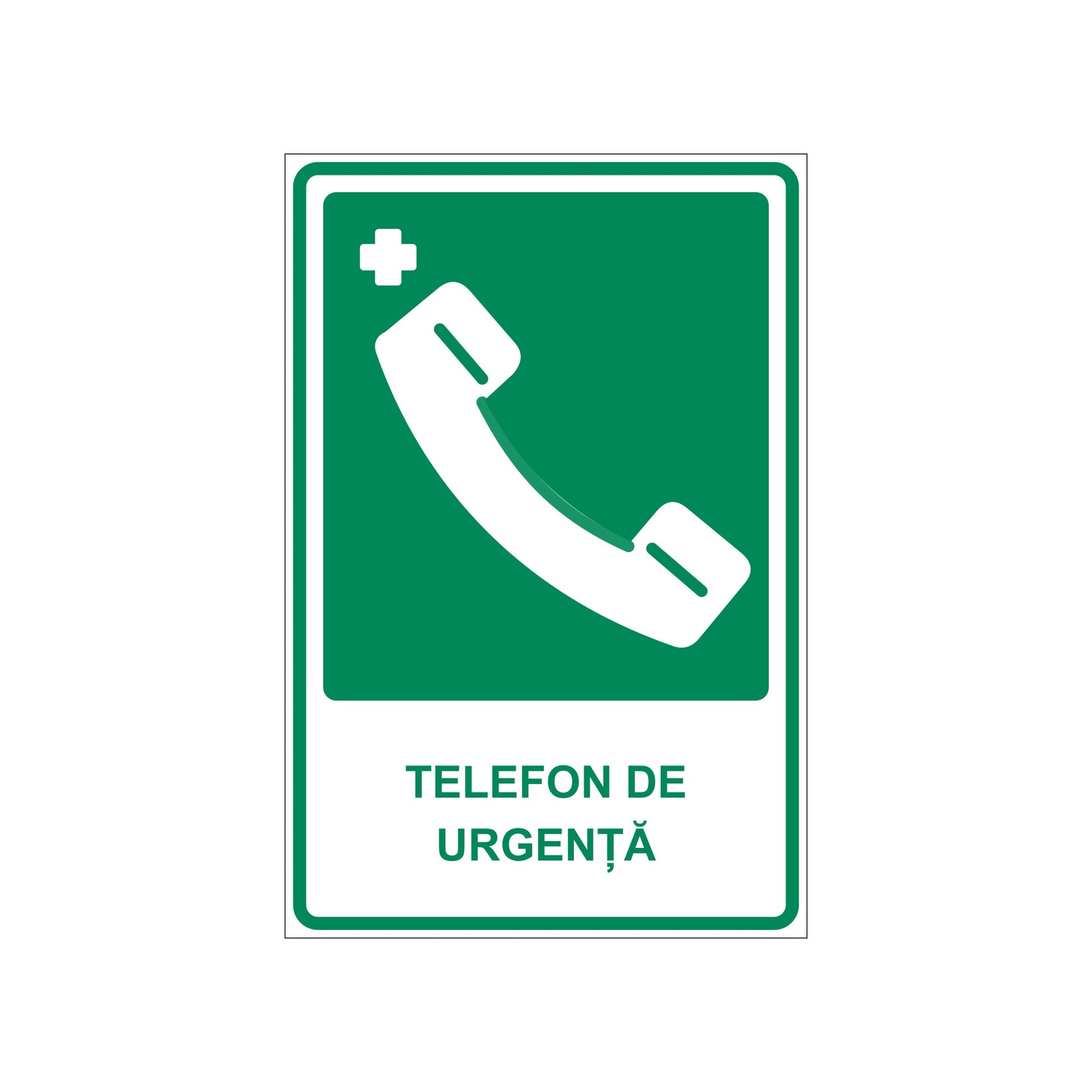 Set de 2 autocolante „Telefon de urgență”, PVC autoadeziv, 20 x 30 cm, Alb – imaginea 1