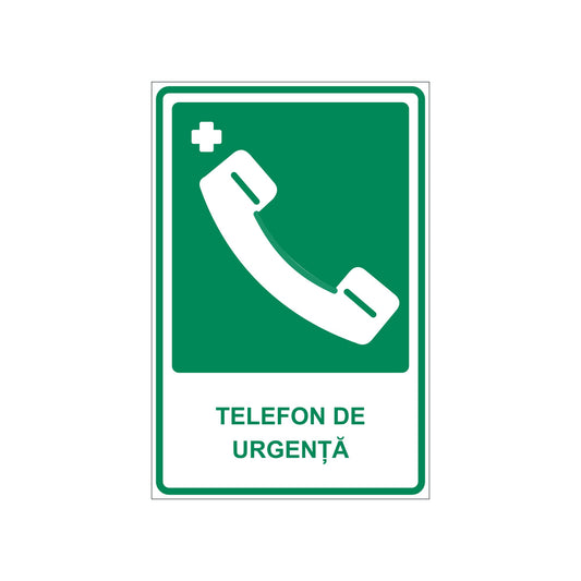 Set de 2 autocolante „Telefon de urgență”, PVC autoadeziv, 20 x 30 cm, Alb – imaginea 1
