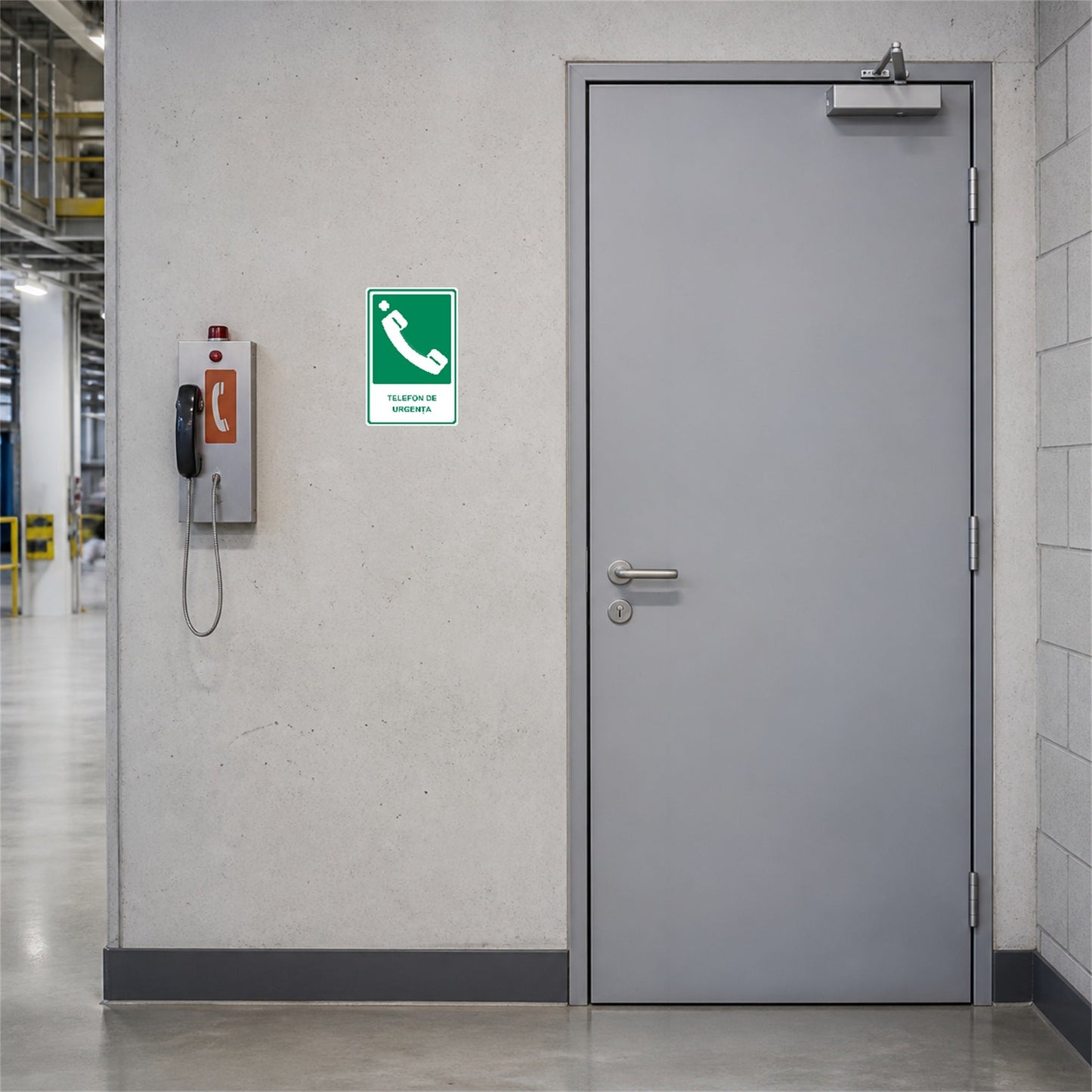 Set de 2 autocolante „Telefon de urgență”, PVC autoadeziv, 20 x 30 cm, Alb – imaginea 2