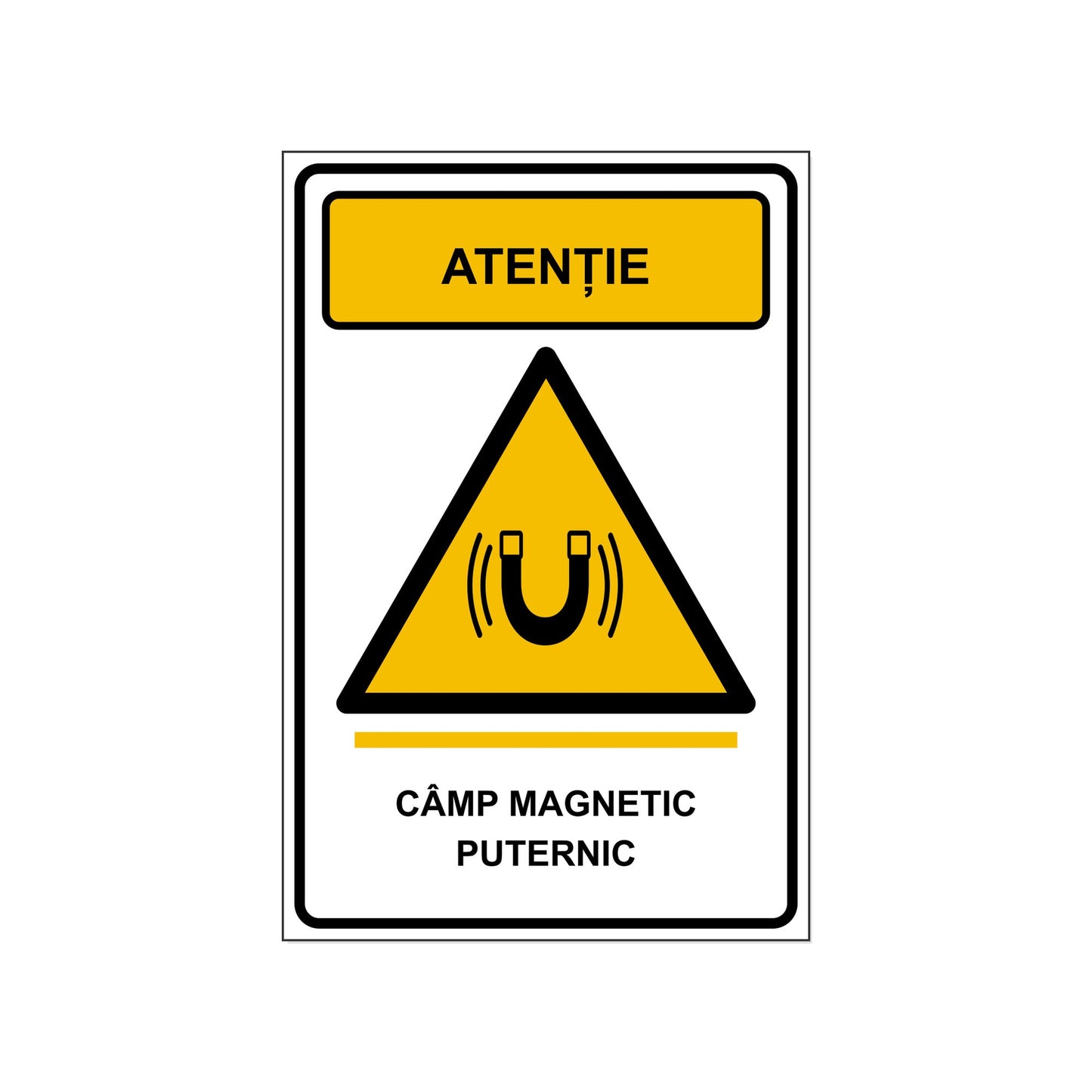 Indicator „Atenție, câmp magnetic puternic”, placa PVC rigid 4 mm, 20 x 30 cm, Alb – imaginea 1