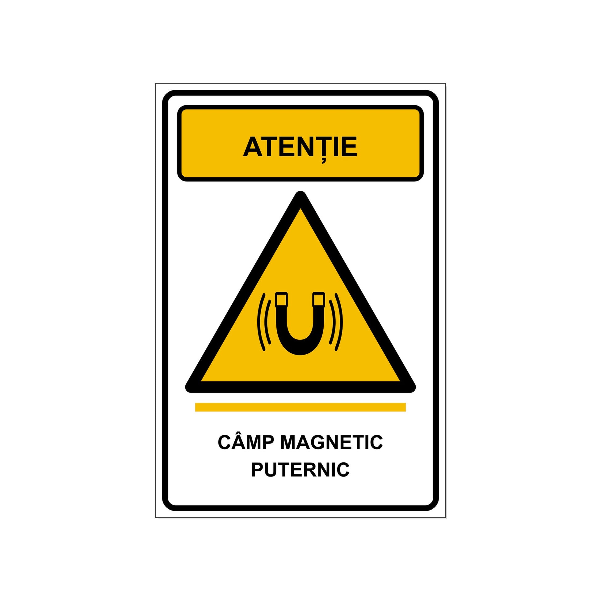 Indicator „Atenție, câmp magnetic puternic”, placa PVC rigid 4 mm, 20 x 30 cm, Alb – imaginea 1