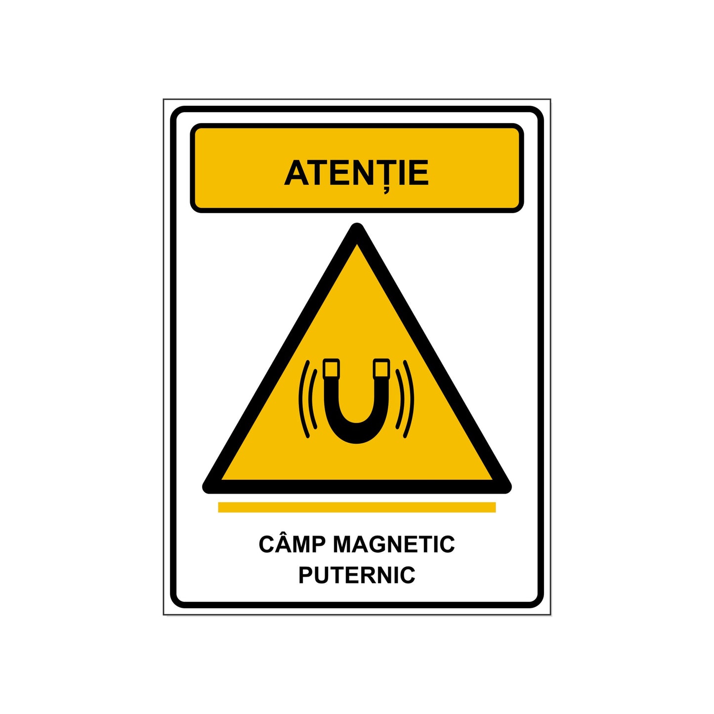 Indicator „Atenție, câmp magnetic puternic”, placa PVC rigid 4 mm, 30 x 40 cm, Alb – imaginea 1