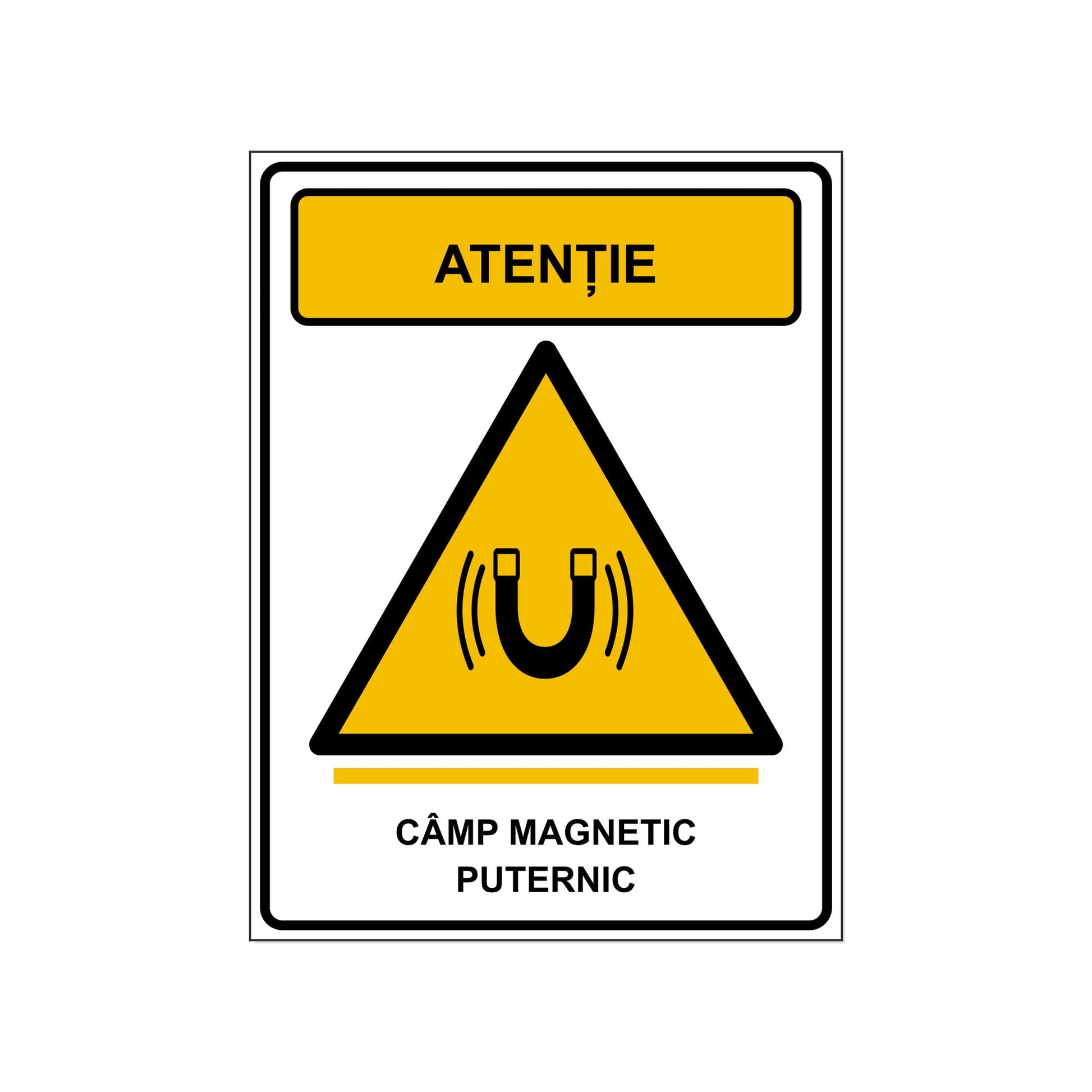 Indicator „Atenție, câmp magnetic puternic”, placa PVC rigid 4 mm, 30 x 40 cm, Alb – imaginea 1