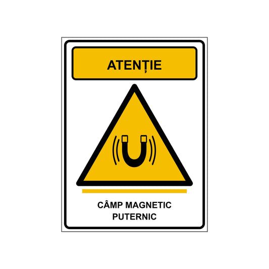 Indicator „Atenție, câmp magnetic puternic”, placa PVC rigid 4 mm, 30 x 40 cm, Alb – imaginea 1