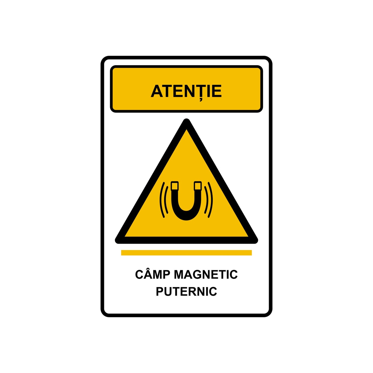 Set de 2 autocolante „Atenție, câmp magnetic puternic”, PVC autoadeziv, 20 x 30 cm, Alb – imaginea 1