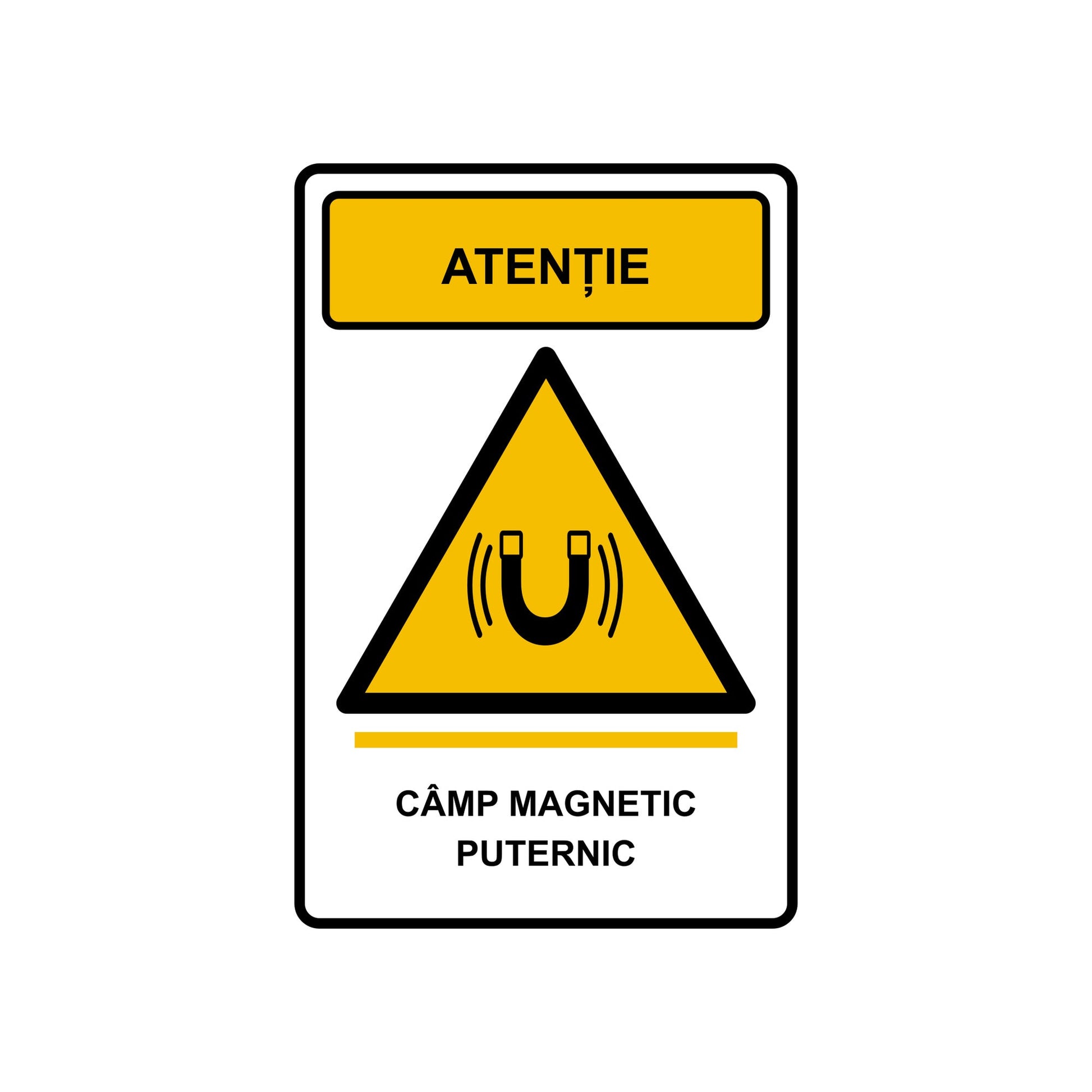 Set de 2 autocolante „Atenție, câmp magnetic puternic”, PVC autoadeziv, 20 x 30 cm, Alb – imaginea 1