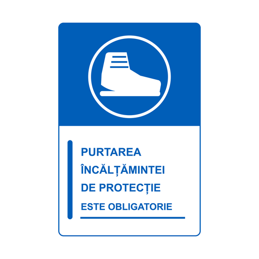 Set 2 autocolante Purtarea încălțămintei de protecție este obligatorie, PVC autoadeziv, 20 x 30 cm – imaginea 1