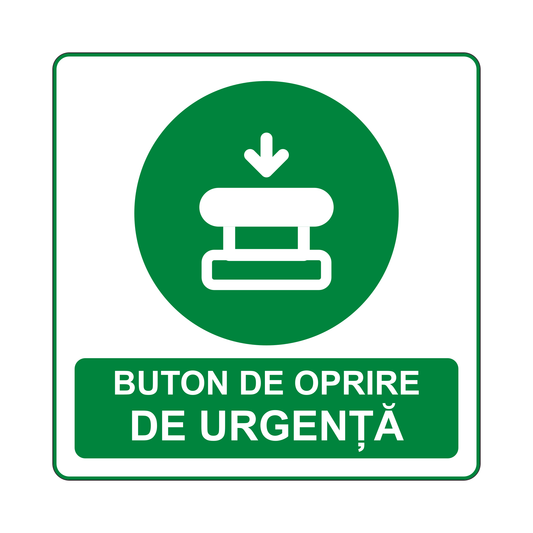 Indicator Buton de oprire de urgență, placa PVC rigid 4 mm, 20 x 20 cm – imaginea 1