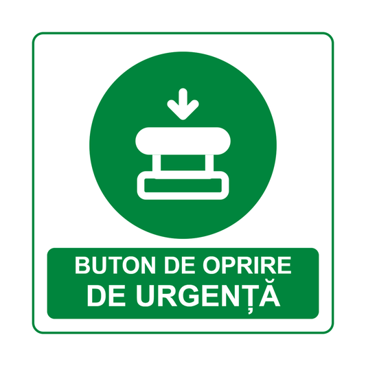 Set 2 autocolante Buton de oprire de urgență, PVC autoadeziv, 10 x 10 cm – imaginea 1