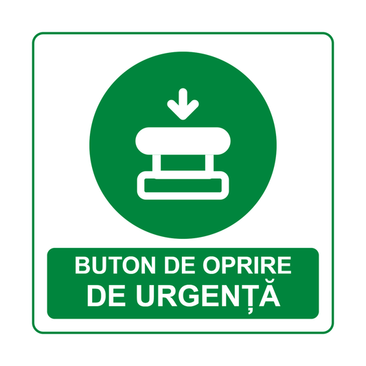 Set 2 autocolante Buton de oprire de urgență, PVC autoadeziv, 20 x 20 cm – imaginea 1