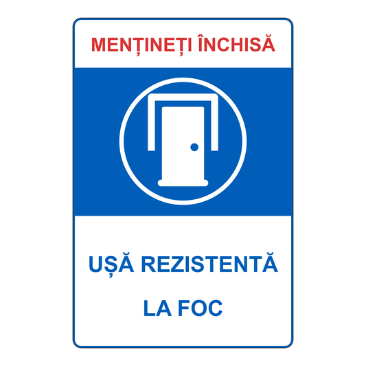 Indicator Ușă rezistentă la foc – Mențineți închisă, placa PVC rigid 4 mm, 20 x 30 cm – imaginea 1