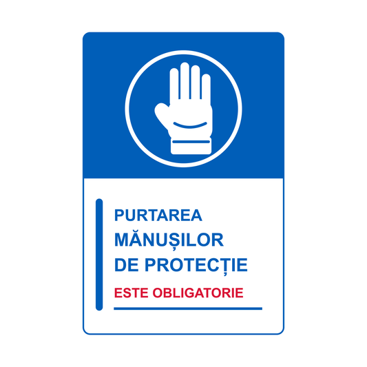 Set 2 autocolante Purtarea mănușilor de protecție este obligatorie, PVC autoadeziv, 20 x 30 cm – imaginea 1
