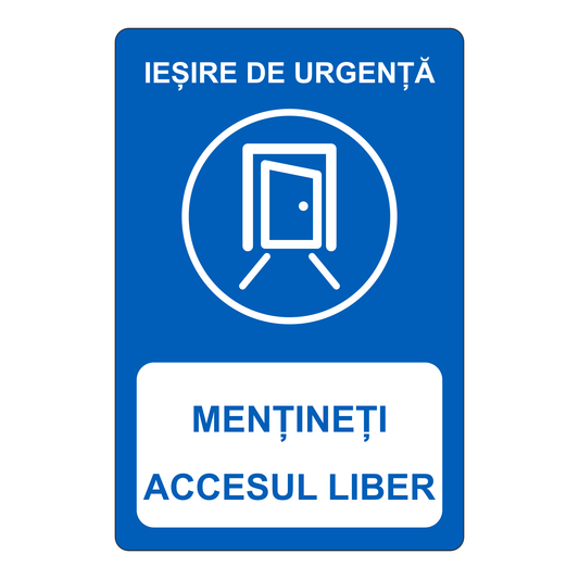Indicator Ieșire de urgență – Mențineți accesul liber, placa PVC rigid 4 mm, 20 x 30 cm – imaginea 1