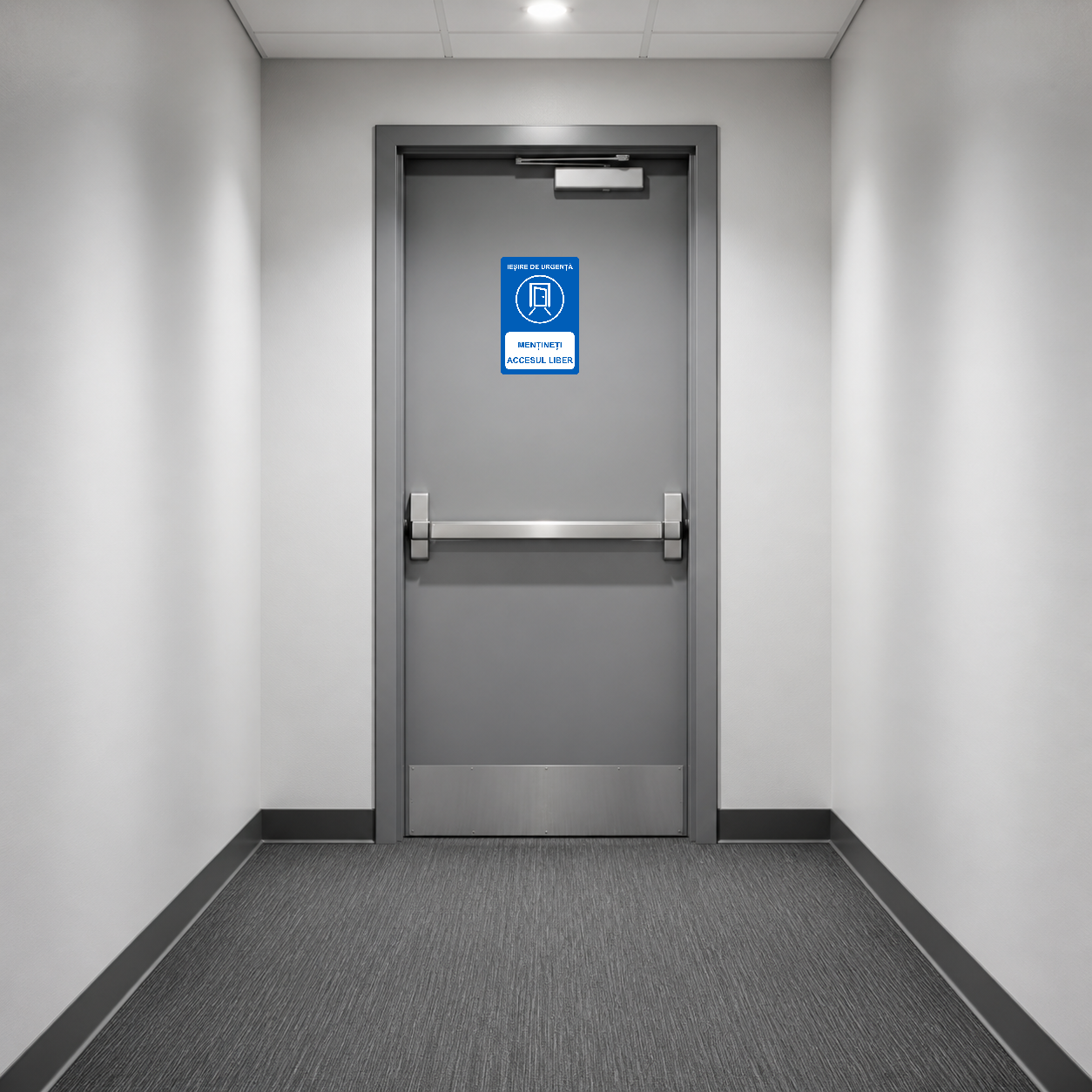 Indicator Ieșire de urgență – Mențineți accesul liber, placa PVC rigid 4 mm, 20 x 30 cm – imaginea 2