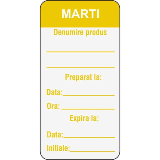 Set 500 Etichete HACCP "MARTI" — 3×6cm (removable)