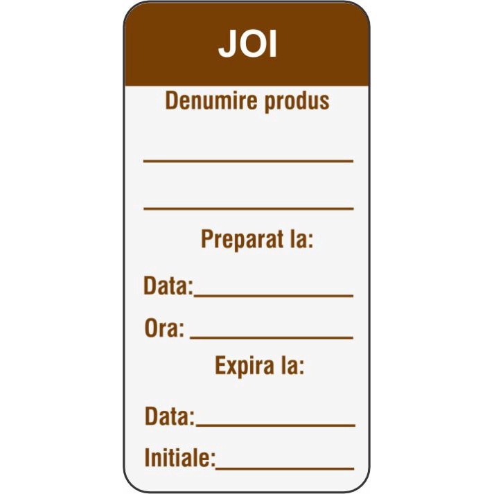 Set 500 Etichete HACCP "JOI" — 3×6cm (removable)