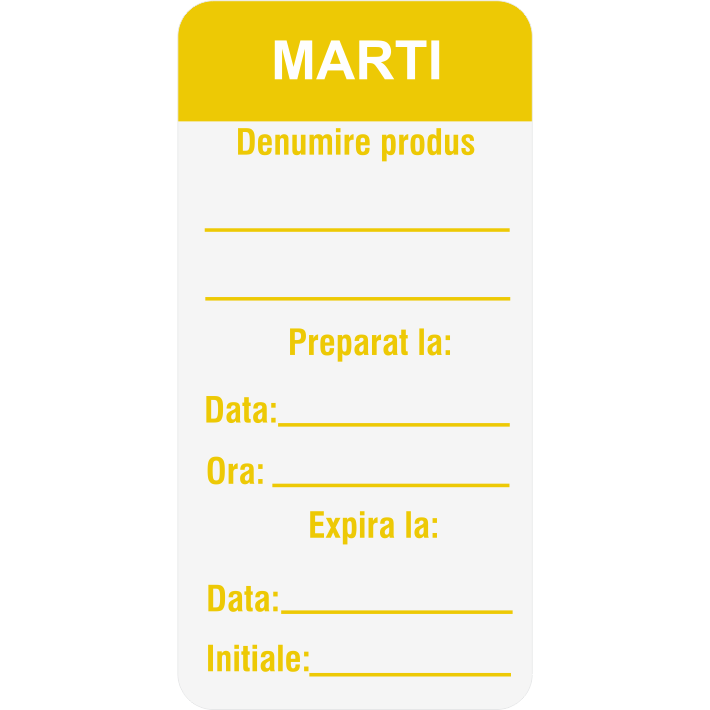 Set 700 Etichete HACCP "Zilele săptămânii" — 3×6cm (removable)