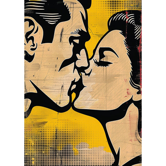 Tablou canvas "Popart retro kiss" - 40x60 cm