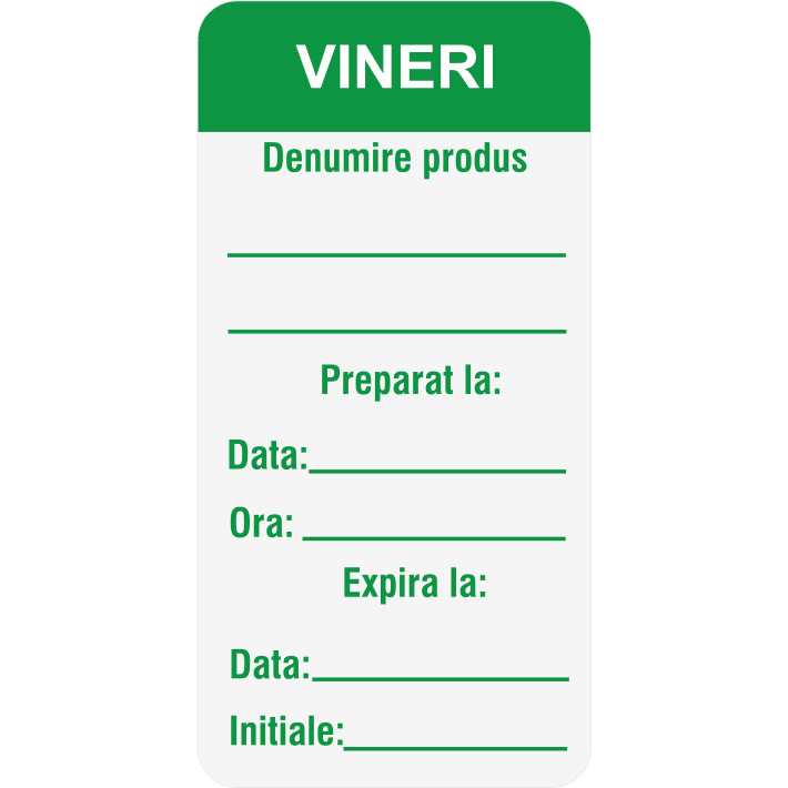 Set 700 Etichete HACCP "Zilele săptămânii" — 3×6cm (removable)