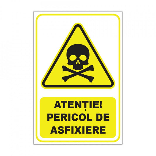 Panou Indicator PVC 4mm "Atenție! Pericol de asfixiere" — 20×30cm