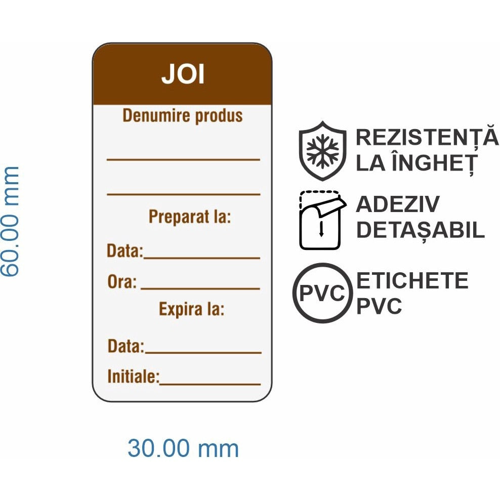 Set 500 Etichete HACCP "JOI" — 3×6cm (removable)