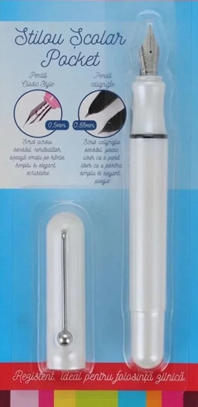 Stilou SCOLAR FW Pocket Alb Penita Iridium in BLIS - PERSONALIZABIL